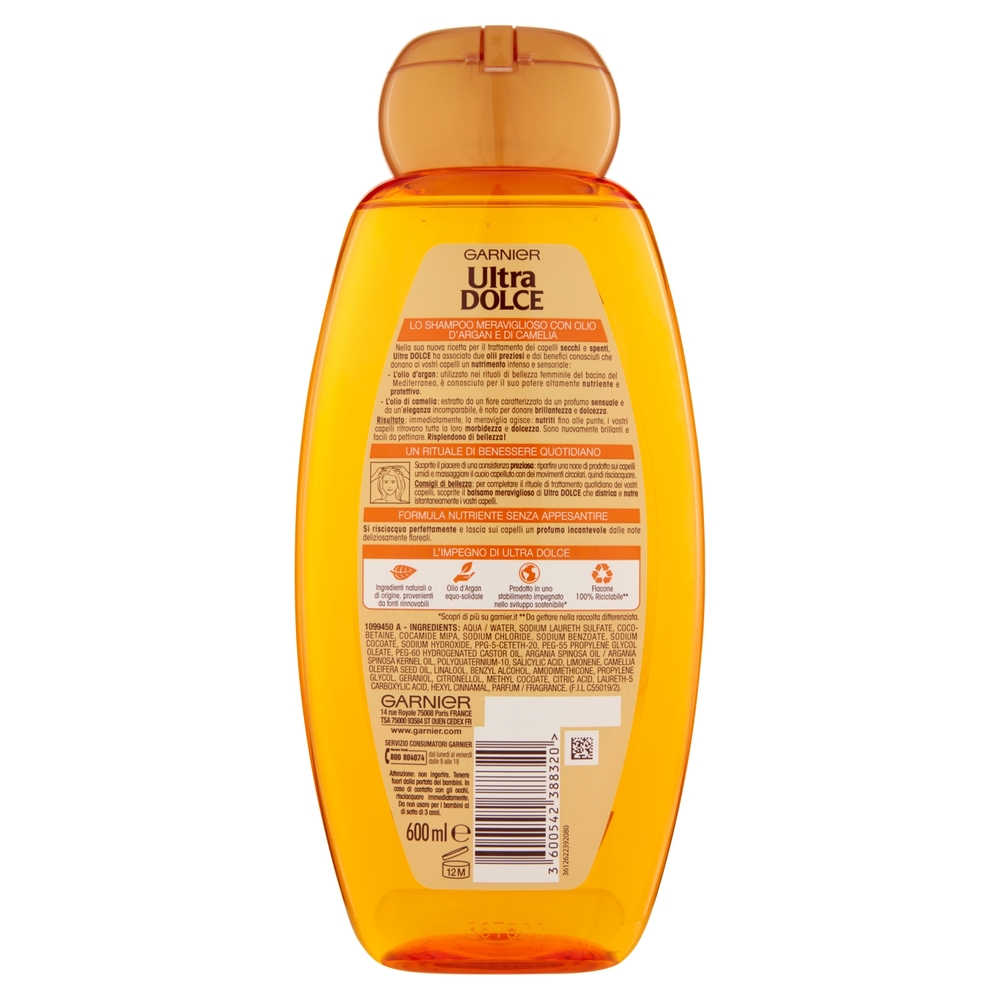Garnier Shampoo Ultra Dolce Meraviglioso, Shampoo per Capelli Secchi, 600 ml